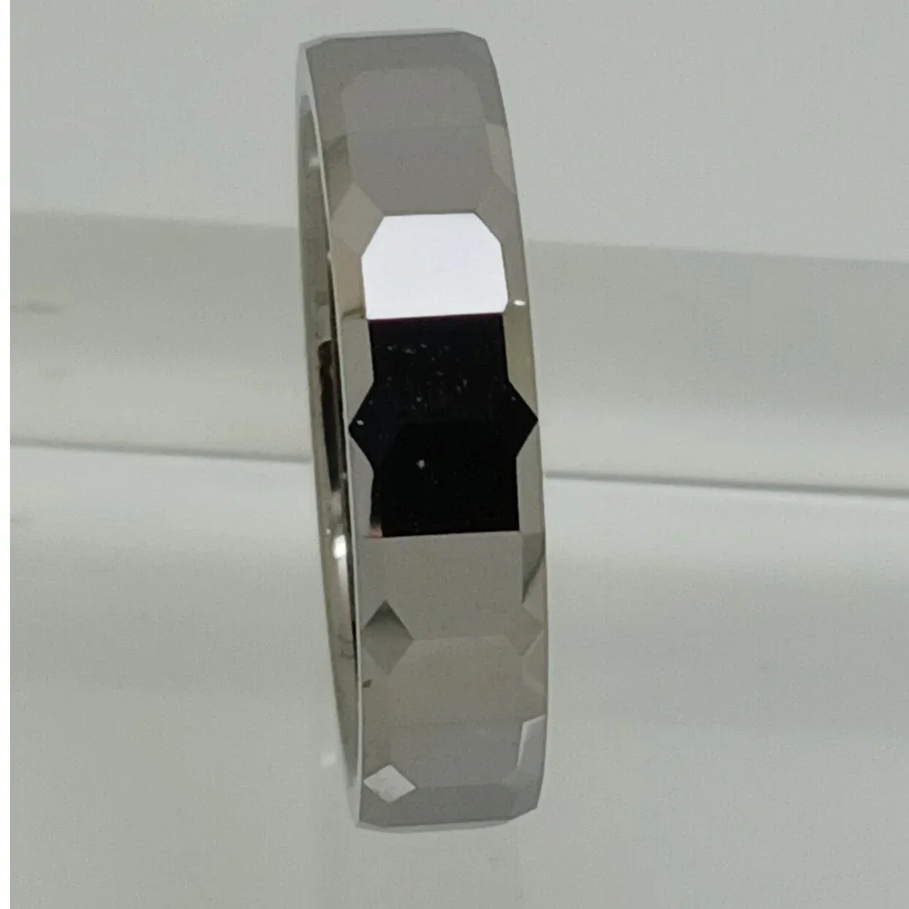 Vintage Tungsten Faceted Band Ring Size 12.25 Silver 6mm Y2K 1990s New Old Stock